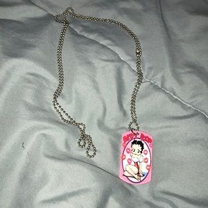 New Betty Boop dog tag necklace w/ 34 inch chain